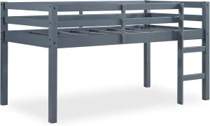 DHP Milton Twin Loft Bed, Space Saving Design, Solid Pine Wood, White Finish