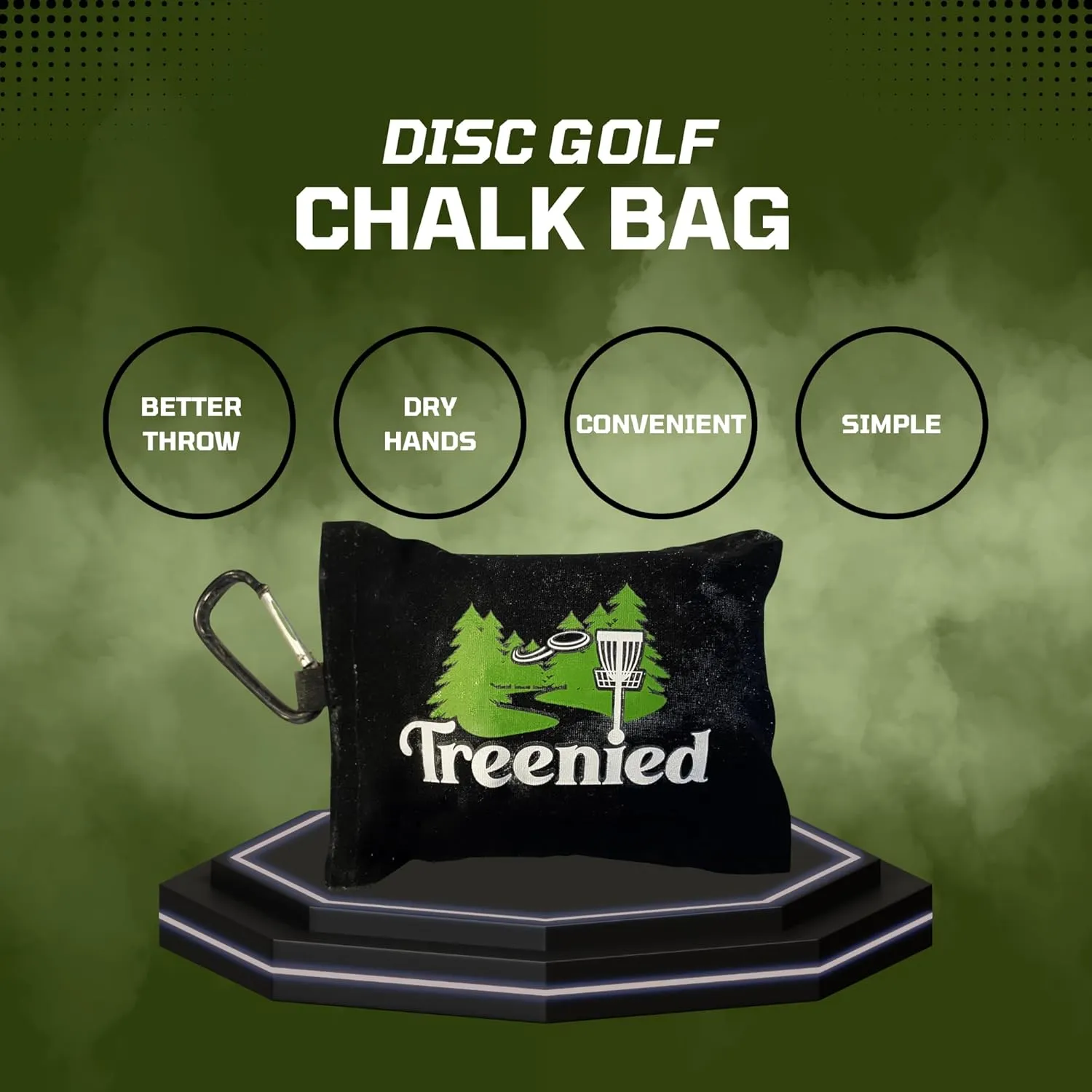 Disc Golf Chalk Bag with Clip (Black) - Quick Drying and Super Absorbent - Excellent Disc Grip - DG Accessories - Grip Bag - Chalk Bag Disc Golf - Disk Golf Equipment