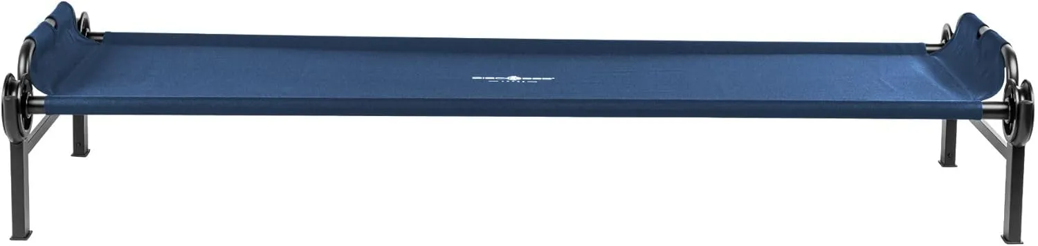 Disc-O-Bed Large Outdoor Modular 1 Person Single Camping Cot Portable Bed with 2 Height Options for Adults, Sleep Solution for Tents, Navy