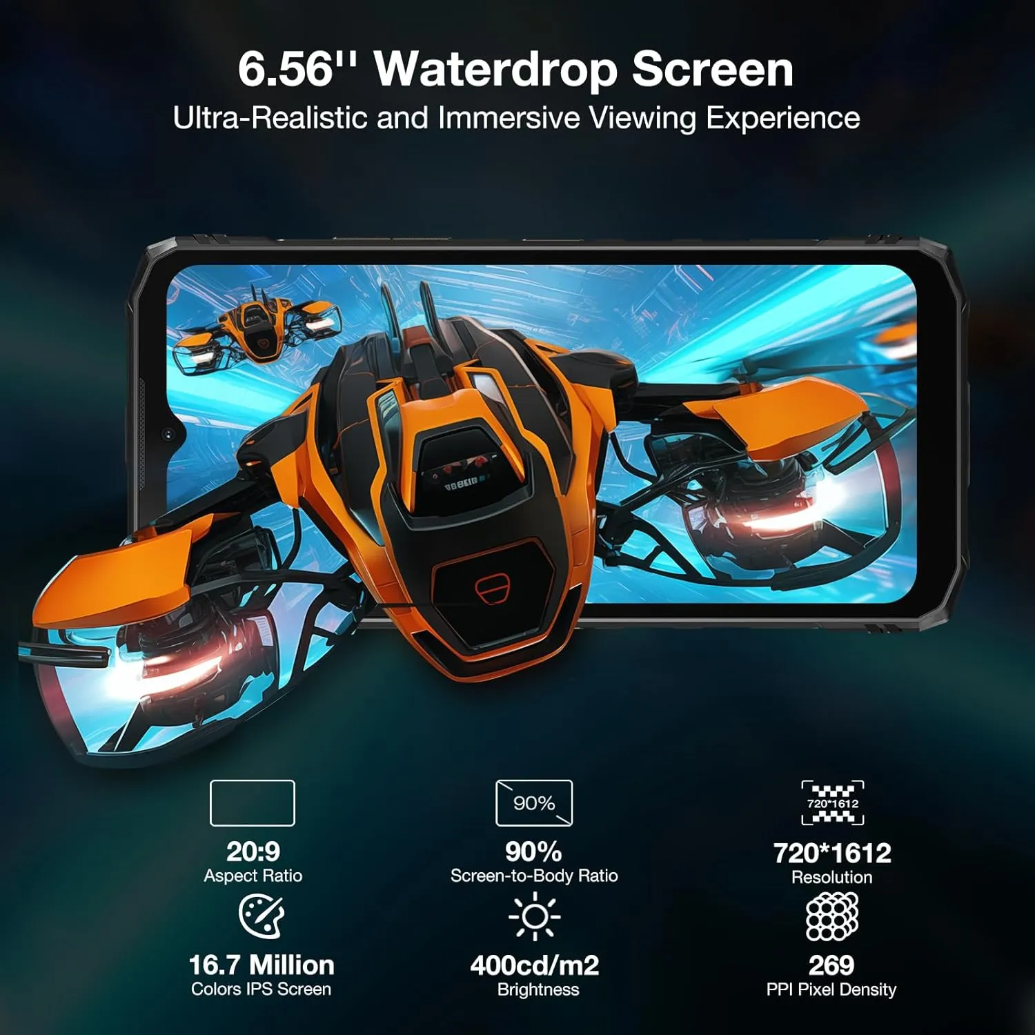 DOOGEE Blade 10 Pro Android 15 Rugged Phone,10.7mm Ultra-Thin,30GB 256GB Rugged Smartphone,Octa Core 6.56" HD 90Hz,50MP 8MP,IP68/IP69K Waterproof Phone,Widevine L1,NFC/Face Unlock