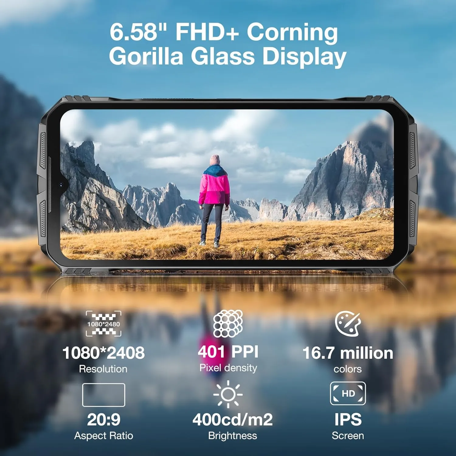 DOOGEE S Cyber Rugged Smartphone Android 14, 10800mAh Battery Rugged Phone, 20GB RAM   256 ROM, 6.58" FHD IPS Waterdrop Screen, 50MP AI Camera/Dual SIM Unlocked/Octa Core/OTG/GPS, Silver