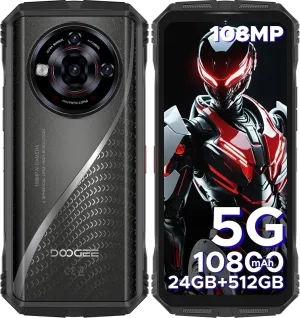 DOOGEE S118 Pro (2025) Rugged Smartphone 5G,10800mAh(33W) 24GB 512GB/2TB Rugged Phone,DDR5,108MP 20MP Night Vision,6.6''FHD 120Hz Rugged Unlocked Cell Phone,Dual SIM/Dual Unlock/NFC/GPS/OTG/WiFi 6