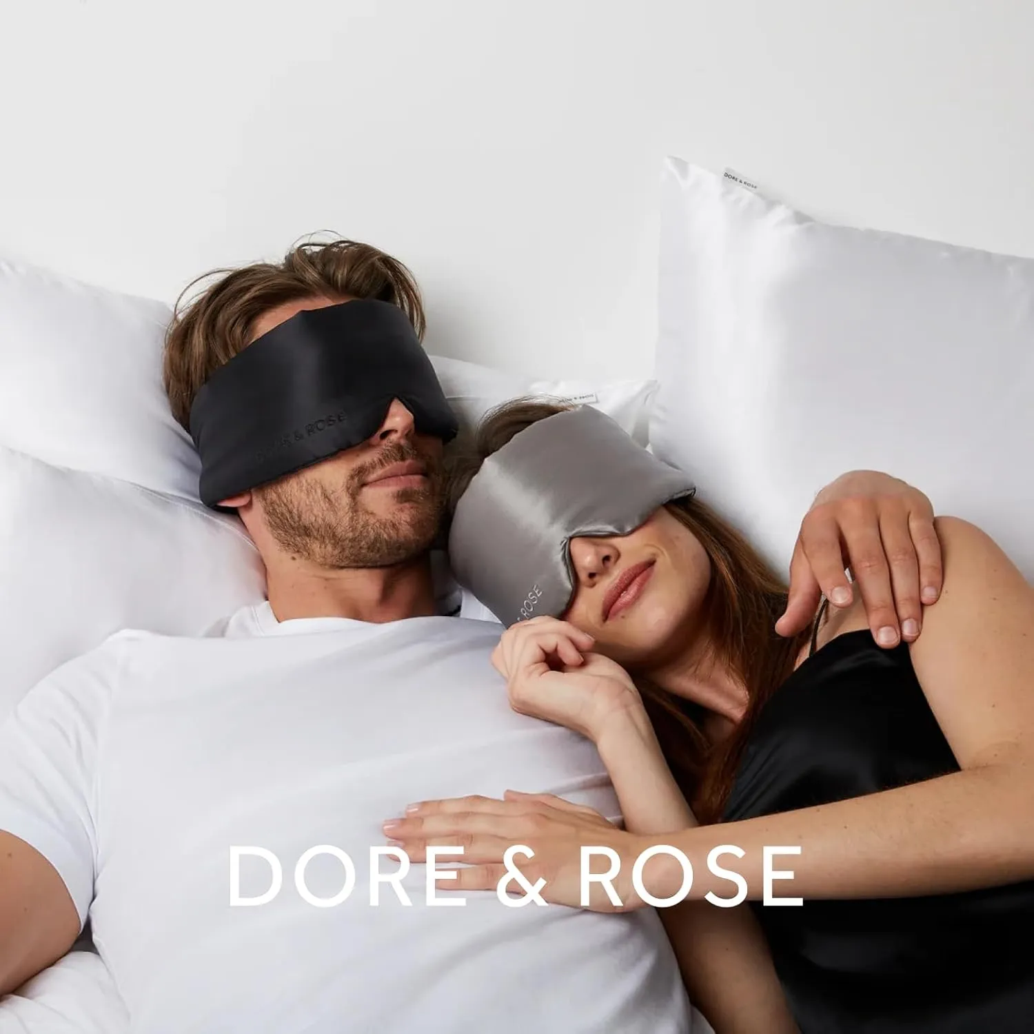 Dore & Rose Deep Sleep Mask Light Blocking, 23 Momme Mulberry Silk Eye Mask, Ultra Soft, Adjustable - Travel Sleeping Mask for Men & Women - Black