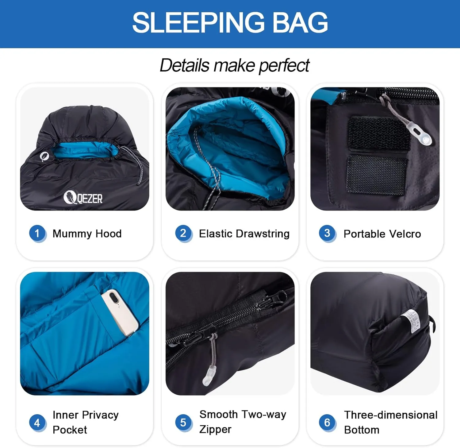 Down Sleeping Bag for Adults 0°F 10°F 15°F 20°F Backpacking Sleeping Bag for Cold Weather with Compression Sack