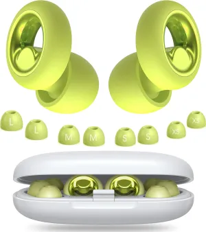 Ear Plugs for Sleeping Noise Cancelling, Soft Ear Plugs for Concert, 45dB Reusable Ear Plugs for Noise Reduction with 8 Ear Tips, Silicone Hearing Protection Earplugs for Sleep, Work(Lemon Lime)