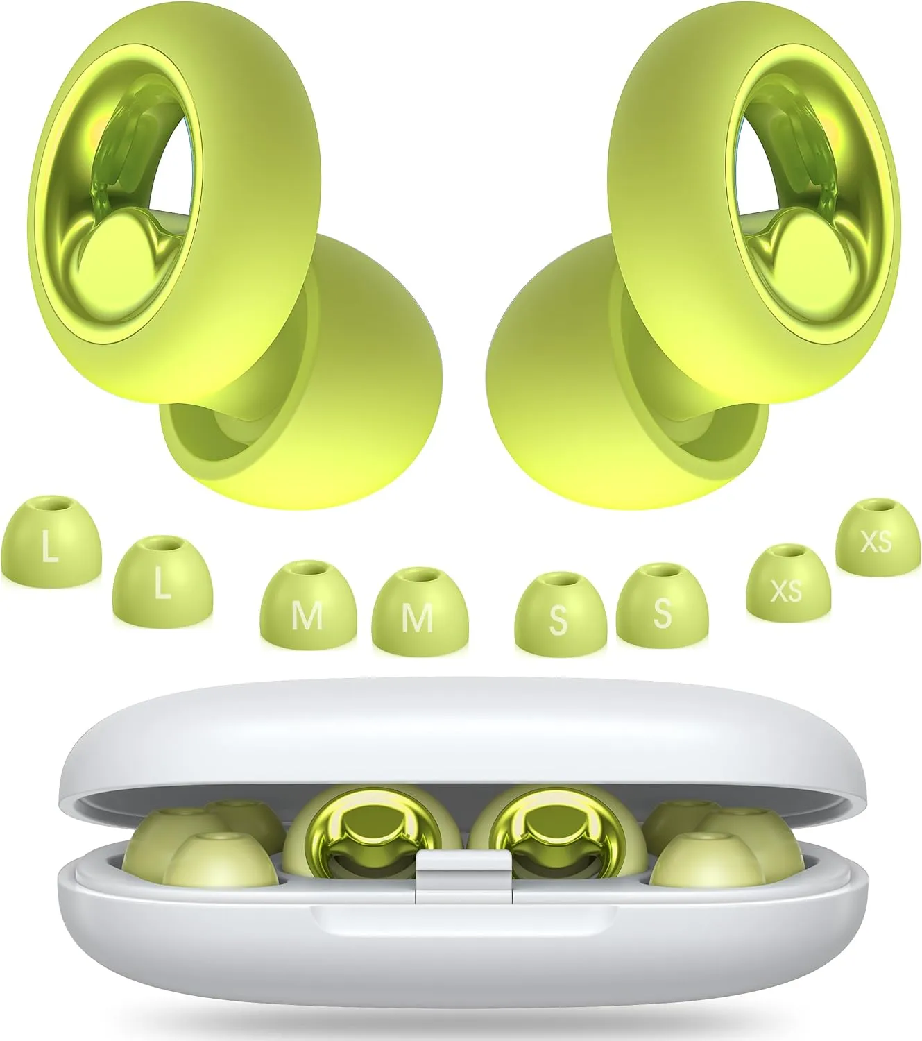 Ear Plugs for Sleeping Noise Cancelling, Soft Ear Plugs for Concert, 45dB Reusable Ear Plugs for Noise Reduction with 8 Ear Tips, Silicone Hearing Protection Earplugs for Sleep, Work(Lemon Lime)