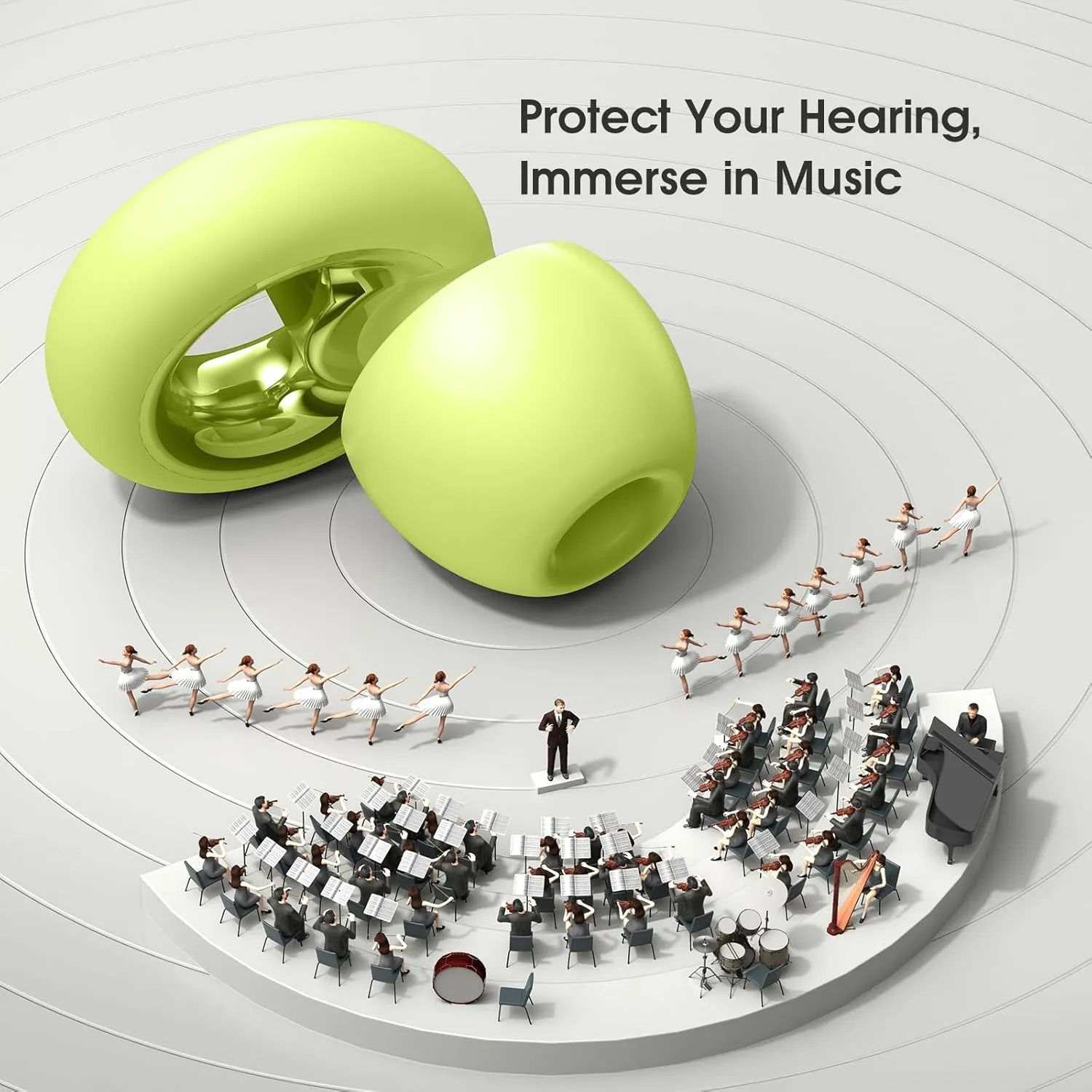 Ear Plugs for Sleeping Noise Cancelling, Soft Ear Plugs for Concert, 45dB Reusable Ear Plugs for Noise Reduction with 8 Ear Tips, Silicone Hearing Protection Earplugs for Sleep, Work(Lemon Lime)