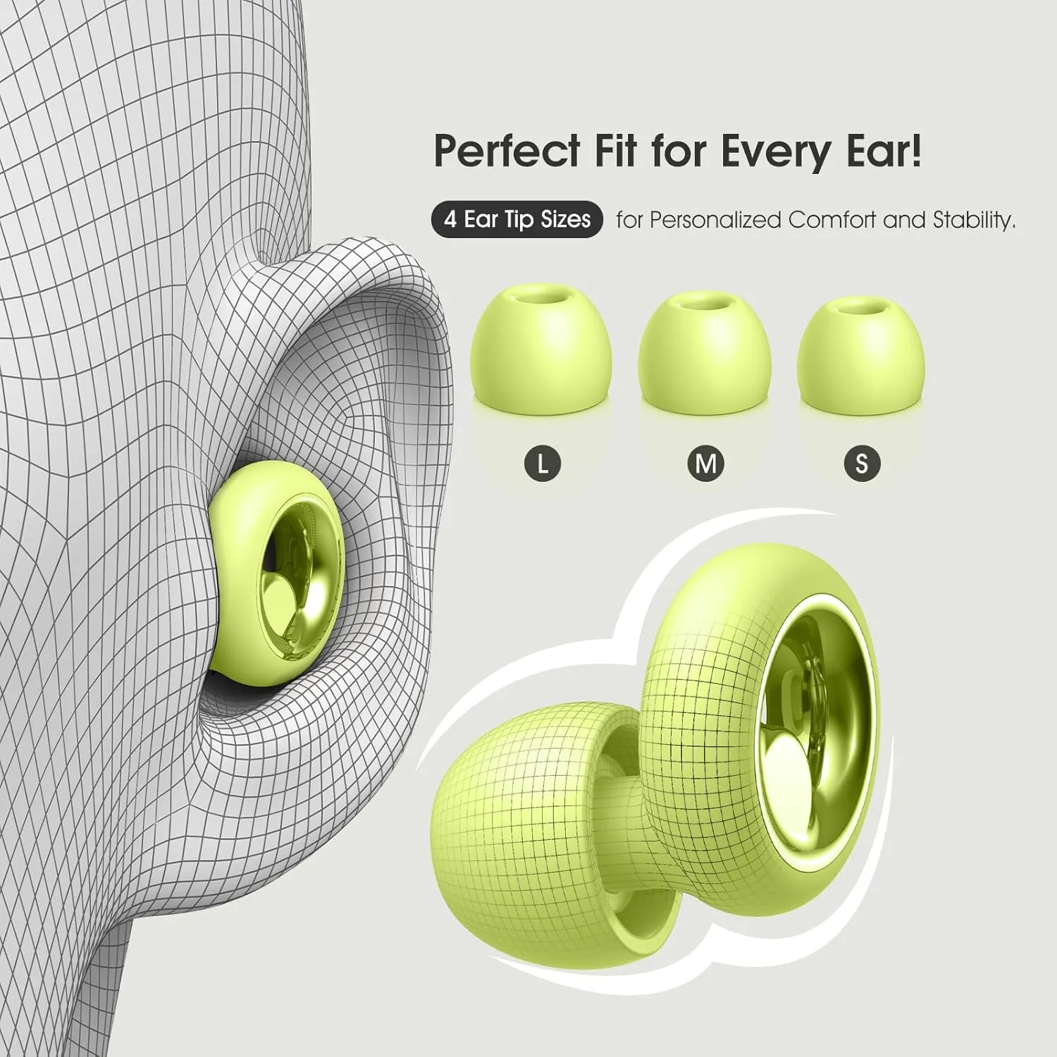 Ear Plugs for Sleeping Noise Cancelling, Soft Ear Plugs for Concert, 45dB Reusable Ear Plugs for Noise Reduction with 8 Ear Tips, Silicone Hearing Protection Earplugs for Sleep, Work(Lemon Lime)