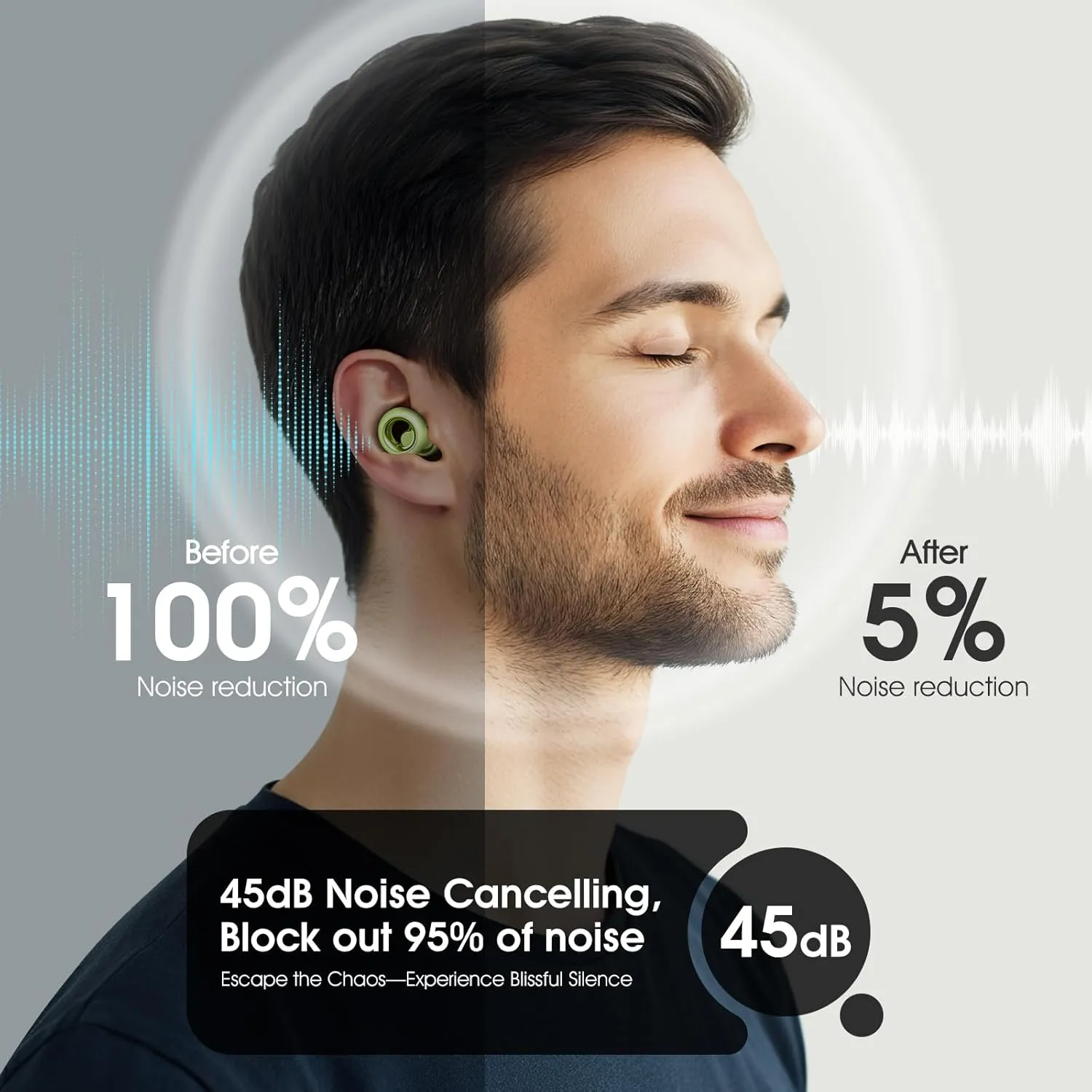 Ear Plugs for Sleeping Noise Cancelling, Soft Ear Plugs for Concert, 45dB Reusable Ear Plugs for Noise Reduction with 8 Ear Tips, Silicone Hearing Protection Earplugs for Sleep, Work(Lemon Lime)