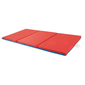ECR4Kids Premium Folding Rest Mat, 3-Section, 1in, Sleeping Pad, Blue/Red, 1-Piece