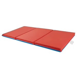 ECR4Kids Premium Folding Rest Mat, 3-Section, 2in, Sleeping Pad, Blue/Red, 1-Piece