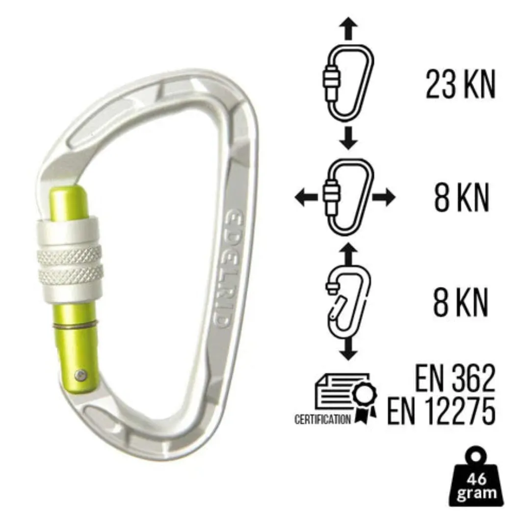 EDELRID PURE SCREW CARABINER SILVER