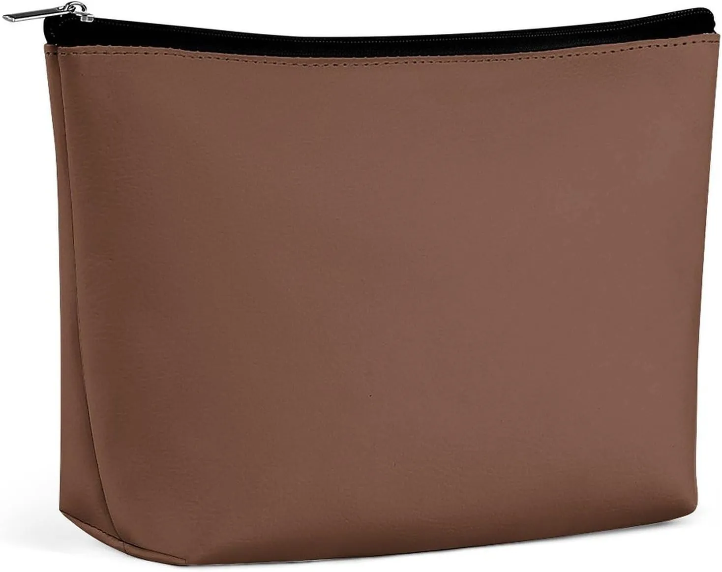Elegant Makeup Bag, Brown Solid Color Elegant Cosmetic Bag Large Capacity Pouch Portable Organizer for Men & Women