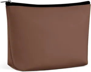 Elegant Makeup Bag, Brown Solid Color Elegant Cosmetic Bag Large Capacity Pouch Portable Organizer for Men & Women