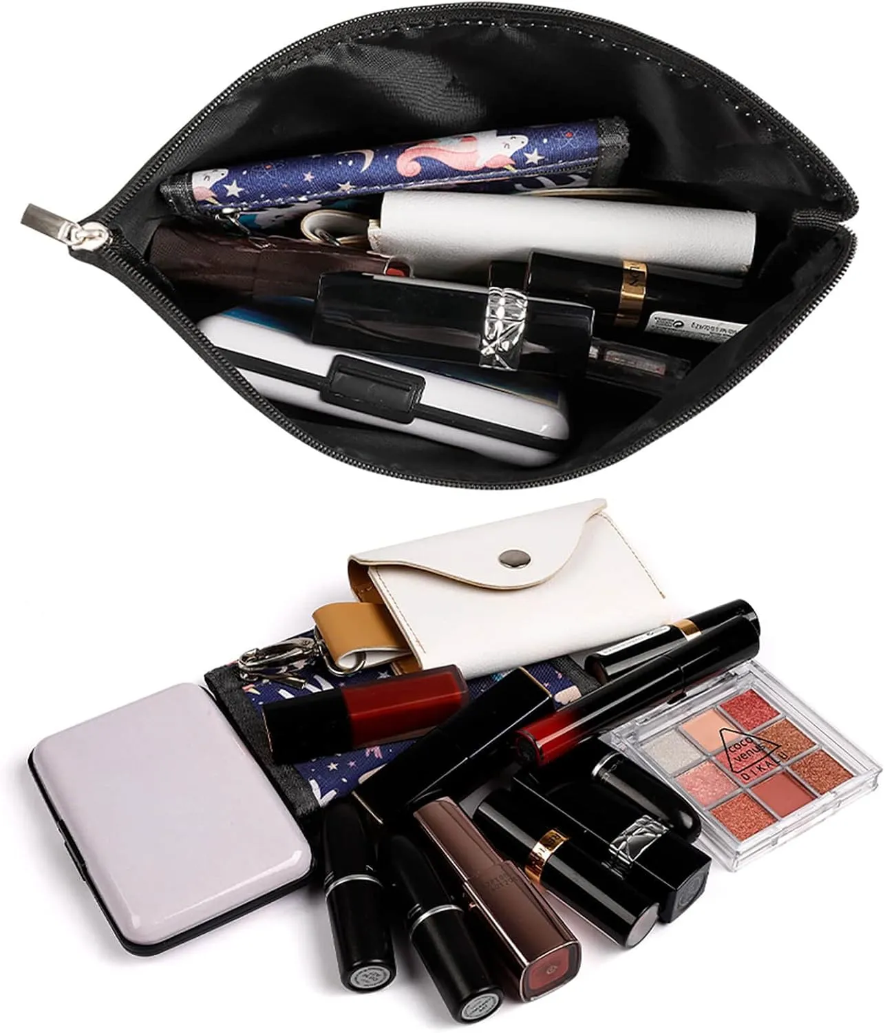 Elegant Makeup Bag, Chevron Stripes Line Gold Metallic Purple Violet Cosmetic Bag Large Capacity Pouch Portable Organizer for Men & Women