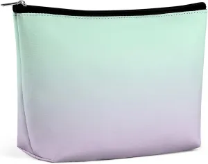 Elegant Makeup Bag, Mint and Lilac Gradient Ombre Cosmetic Bag Large Capacity Pouch Portable Organizer for Men & Women