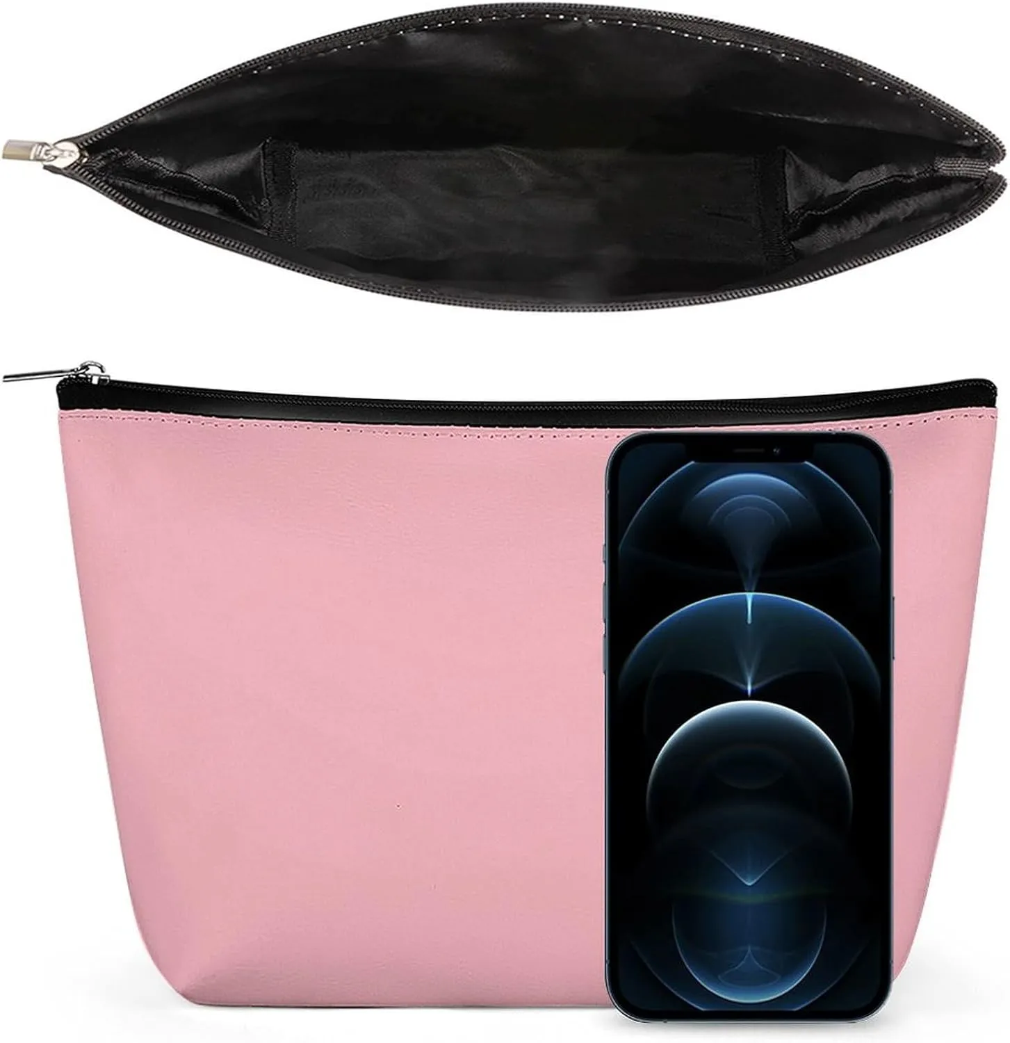 Elegant Makeup Bag, Trendy Blush Pink Solid Color Classic Elegant Cosmetic Bag Large Capacity Pouch Portable Organizer for Men & Women