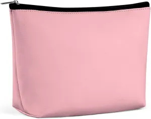 Elegant Makeup Bag, Trendy Blush Pink Solid Color Classic Elegant Cosmetic Bag Large Capacity Pouch Portable Organizer for Men & Women