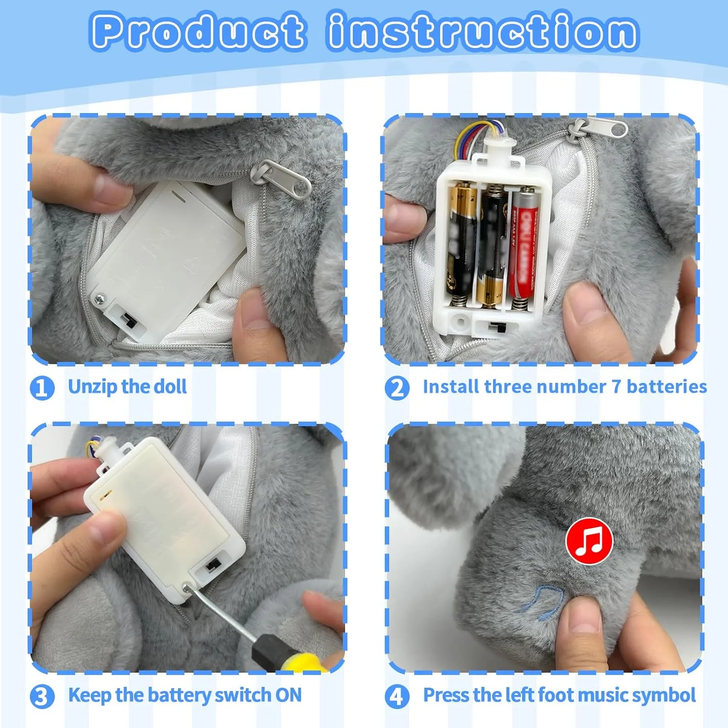 Elephant Breathing Stuffed Animal, Anxiety Relief Gray Elephant Sleeping Plush with Realistic Breathing Motion and Soothing Music Lights Portable Plushies Birthday Gifts for Adults Kids