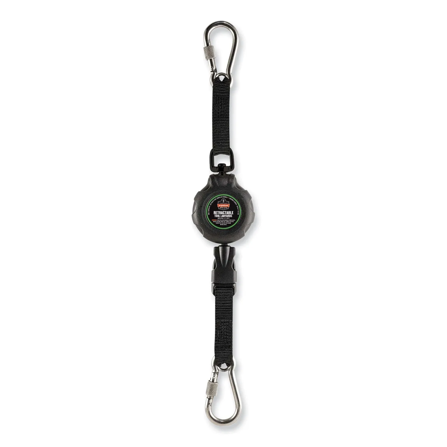 ergodyne® Squids 3000 Retractable Tool Lanyard with Carabiner Anchor, 1 lb Working Capacity, 48" Long, Black