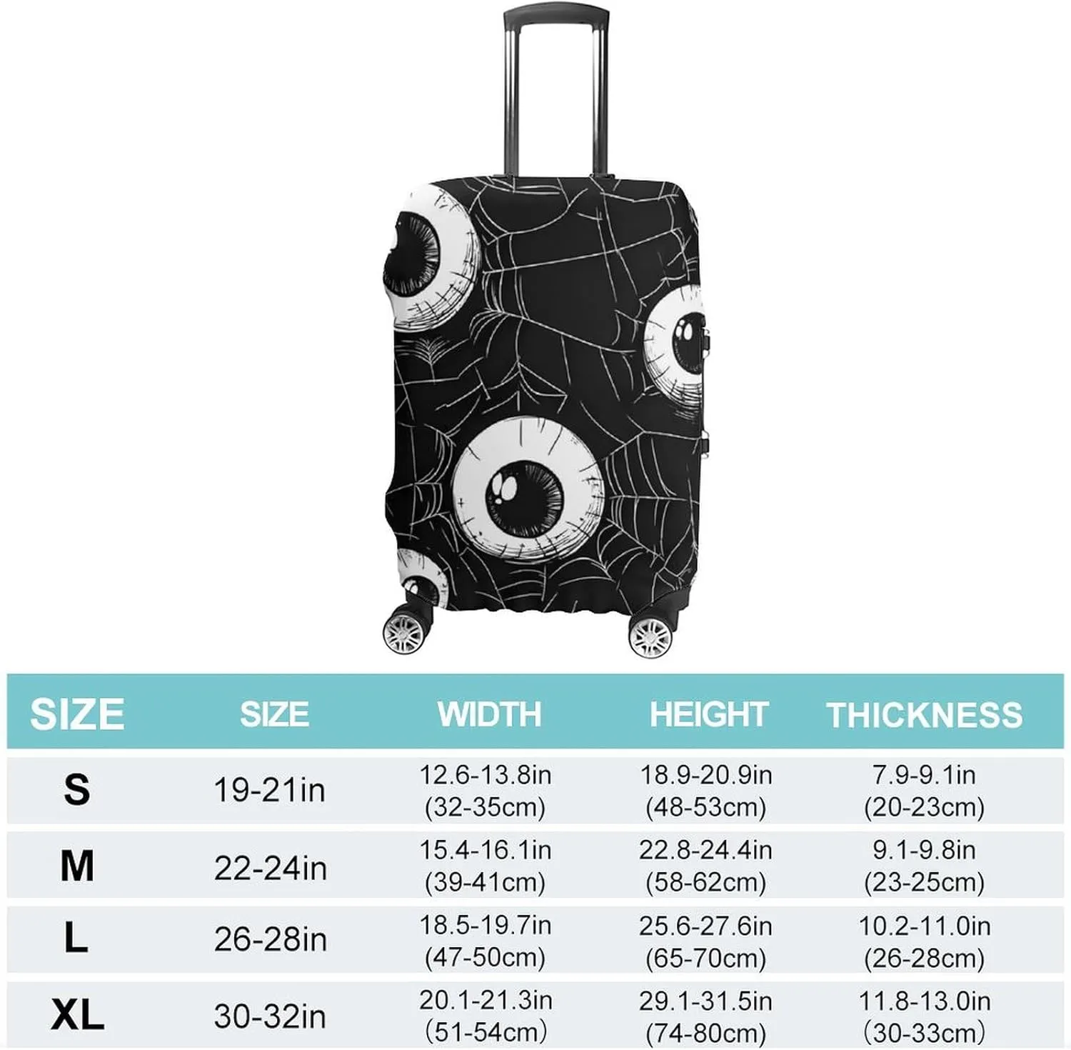 Eyeball on Spider Web Luggage Protector Suitcase Cover Anti-Scratch Washable Fit 18-32 Inch Travel Luggage