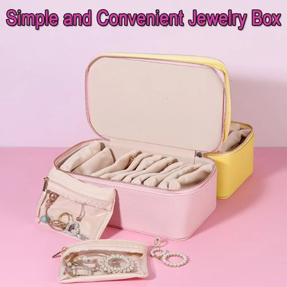 Familiarn Travel Jewelry Box With Small Pouches, Circulatne Travel Jewelry Box With 12 Small Pouches, Portable PU Leather Jewelry Organizer Box, Necklace and Bracelet Organizer (Dark Green)