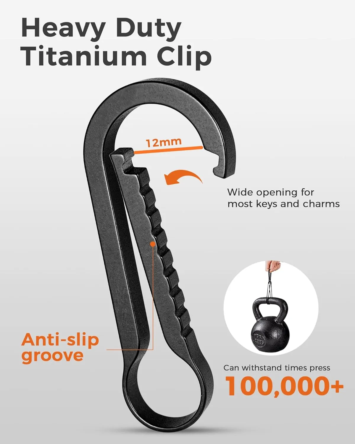 FEGVE Titanium Carabiner Keychain Clip, Small Key Holder Clip, Anti-Lost Quick Release Hook for Keys