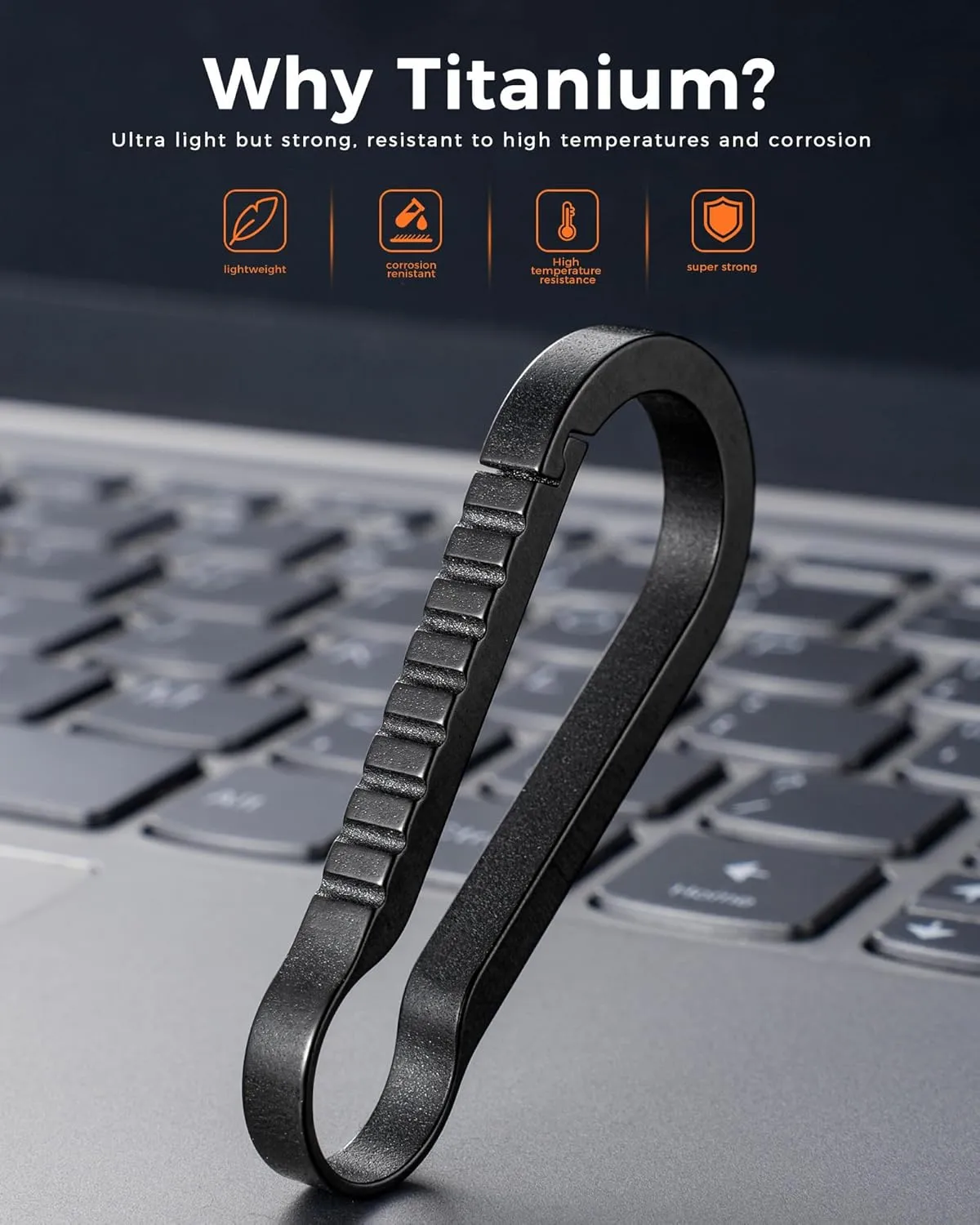 FEGVE Titanium Carabiner Keychain Clip, Small Key Holder Clip, Anti-Lost Quick Release Hook for Keys