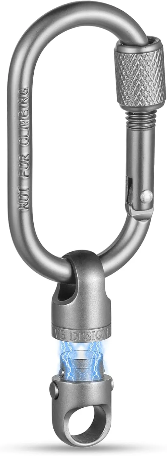 FEGVE Titanium Quick Release Magnetic Keychain with Carabiner Clip and Key Ring for Ourdoor Camping -Security Lock Design
