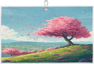 Fields Trees Grasses Flowers Golf Towel with Heavy Duty Carabiner Clip Quick Dry Ultra Absorbent Club Ball Cleaning Towel Golf Accessories for Men Women