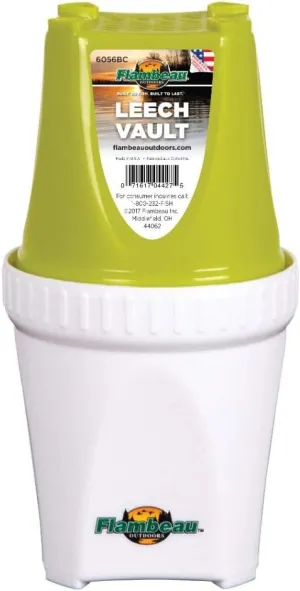 Flambeau Outdoors 6056BC Mini Bait and Leech Vault, Locking Live Fishing Bait Storage, Lime Green/White