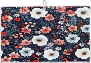 Flowering Foliage Plant Golf Towel with Heavy Duty Carabiner Clip Quick Dry Ultra Absorbent Club Ball Cleaning Towel Golf Accessories for Men Women
