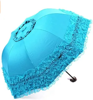 Foldable Travel Umbrella Compact UV Resistance sunshade Princess Lace Parasol Umbrella Sun Umbrella for Women Girls