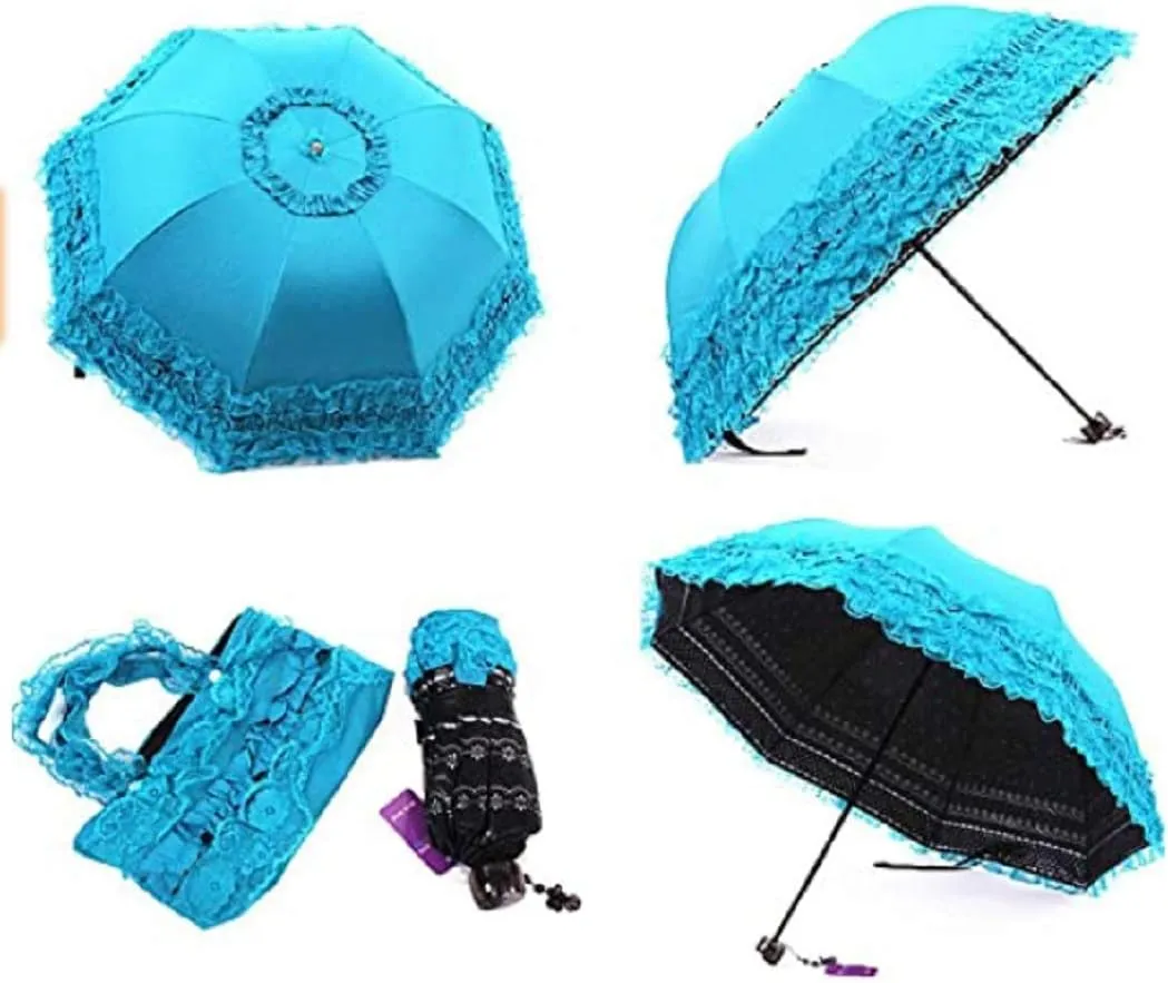Foldable Travel Umbrella Compact UV Resistance sunshade Princess Lace Parasol Umbrella Sun Umbrella for Women Girls