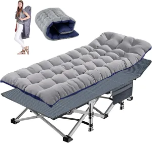 Folding Camping Cot, Folding Cot Camping Cots for Adults, Portable Sleeping Cot with Mattress Foldable Outdoor Bed Camp Cots Guest Bed with Carry Bag for Home, Office & Outdoor Use