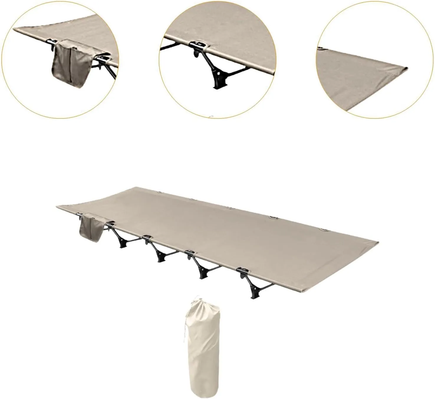Folding Camping Cot for Adults Kids Portable Lightweight Compact Sleeping Bed Foldable Outdoor Bed for Picnic Travel Hiking, khaki