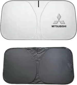 for Mitsubishi,Car Windshield Sun Shade Foldable Automotive Visor Blocks UV Rays/Heat Keep Interior Cool Sun Screen with Logo Emblem Summer Accessories,L