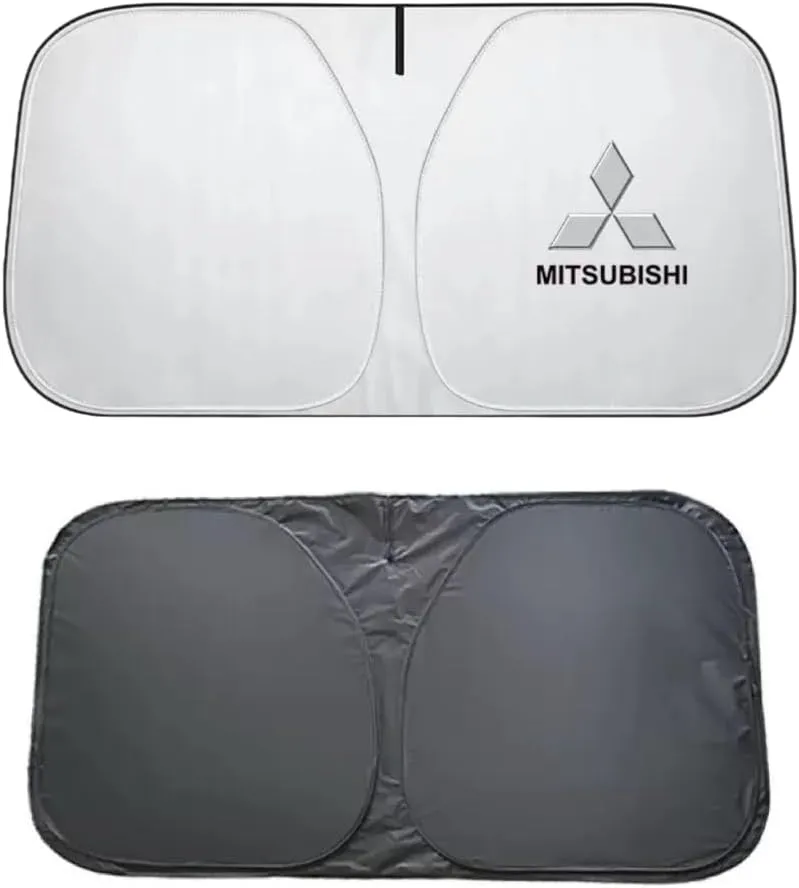 for Mitsubishi,Car Windshield Sun Shade Foldable Automotive Visor Blocks UV Rays/Heat Keep Interior Cool Sun Screen with Logo Emblem Summer Accessories,L