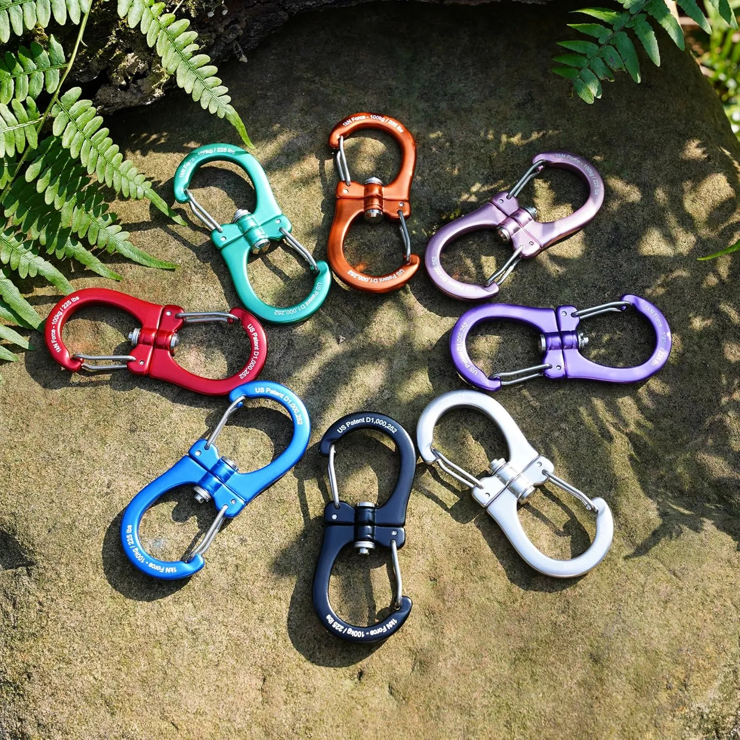 FresKaro 1kN Double-Ended Wiregate Carabiner Clip, Patented Design, Reversable 360 Spin, Lightweight Utility Hook for Hiking, Camping, Fishing, Birdfeeders, Keychain, Not for Climbing, Multi-Colours