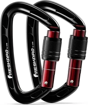 FresKaro 4inches 25kN-5621lbs Climbing Carabiners, UIAA CE Certified, Screw Lock, 7075 Aluminium, Lightweight, Rust Proof, for Mountaineering, Rappelling etc., Multi-Colors