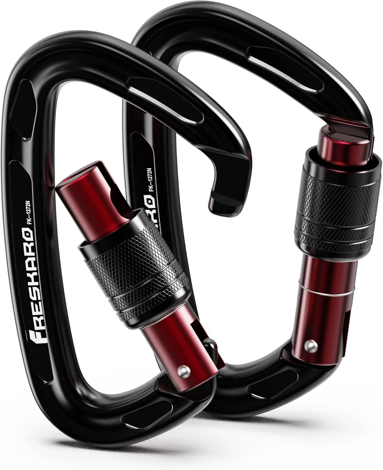 FresKaro 4inches 25kN-5621lbs Climbing Carabiners, UIAA CE Certified, Screw Lock, 7075 Aluminium, Lightweight, Rust Proof, for Mountaineering, Rappelling etc., Multi-Colors