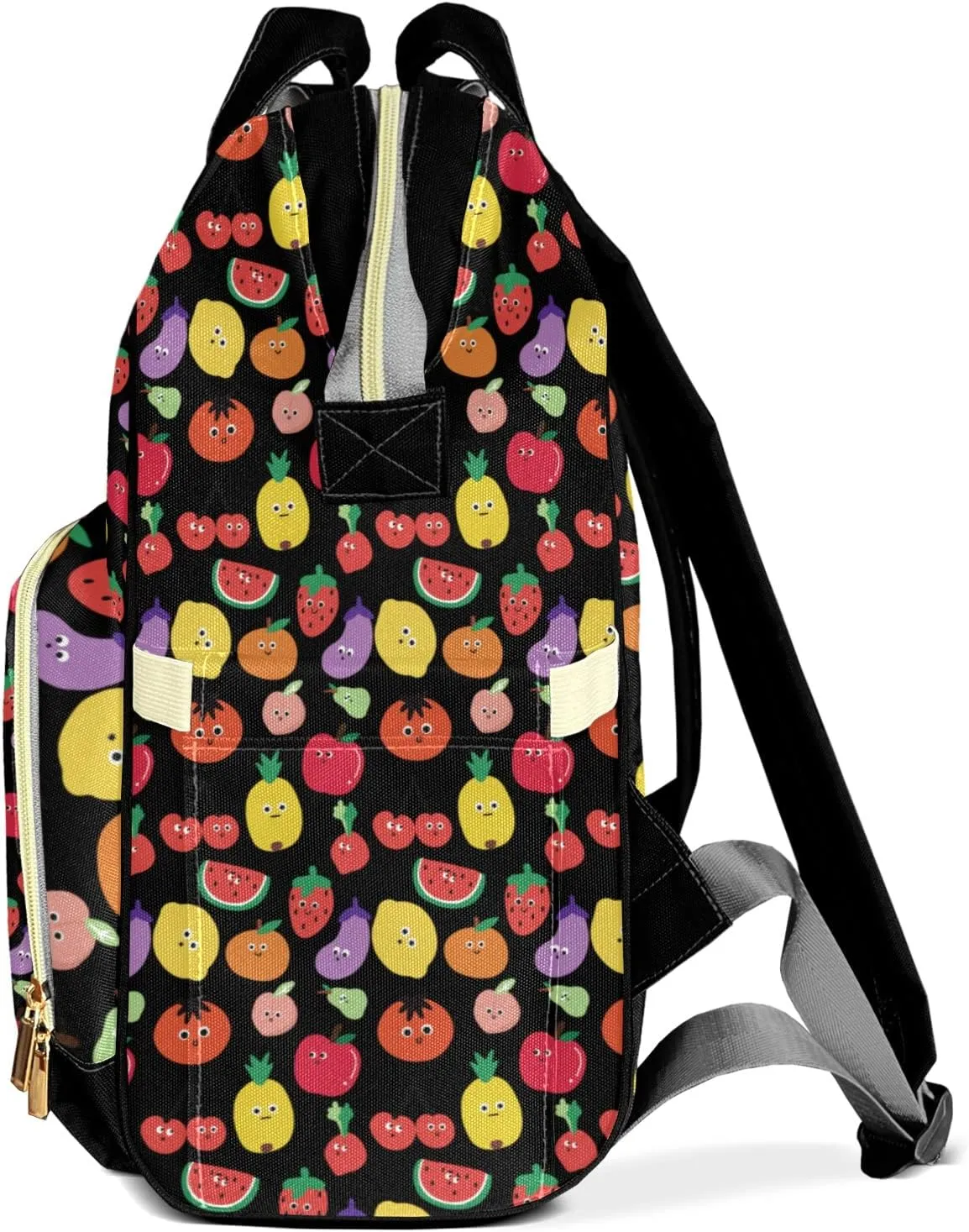 Fruit Pattern Strawberry Black Mummy Bags Custom Personalized with Name Diaper Bags Backpack Nappy Bag Gifts
