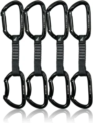 Fusion Climb 4-Pack 12cm Tactical Military Rescue Quickdraw Set with Vapor Straight Gate Black/Vapor Bent Gate Black Carabiners