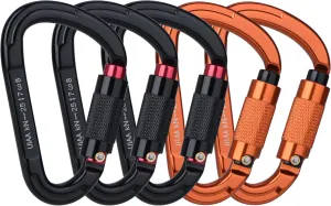 FVW Auto Locking Rock Climbing Carabiner Clips,Professional 25KN (5620 lbs) Heavy Duty Caribeaners for Rappelling Swing Rescue & Gym etc, Large D-Shaped Carabiners