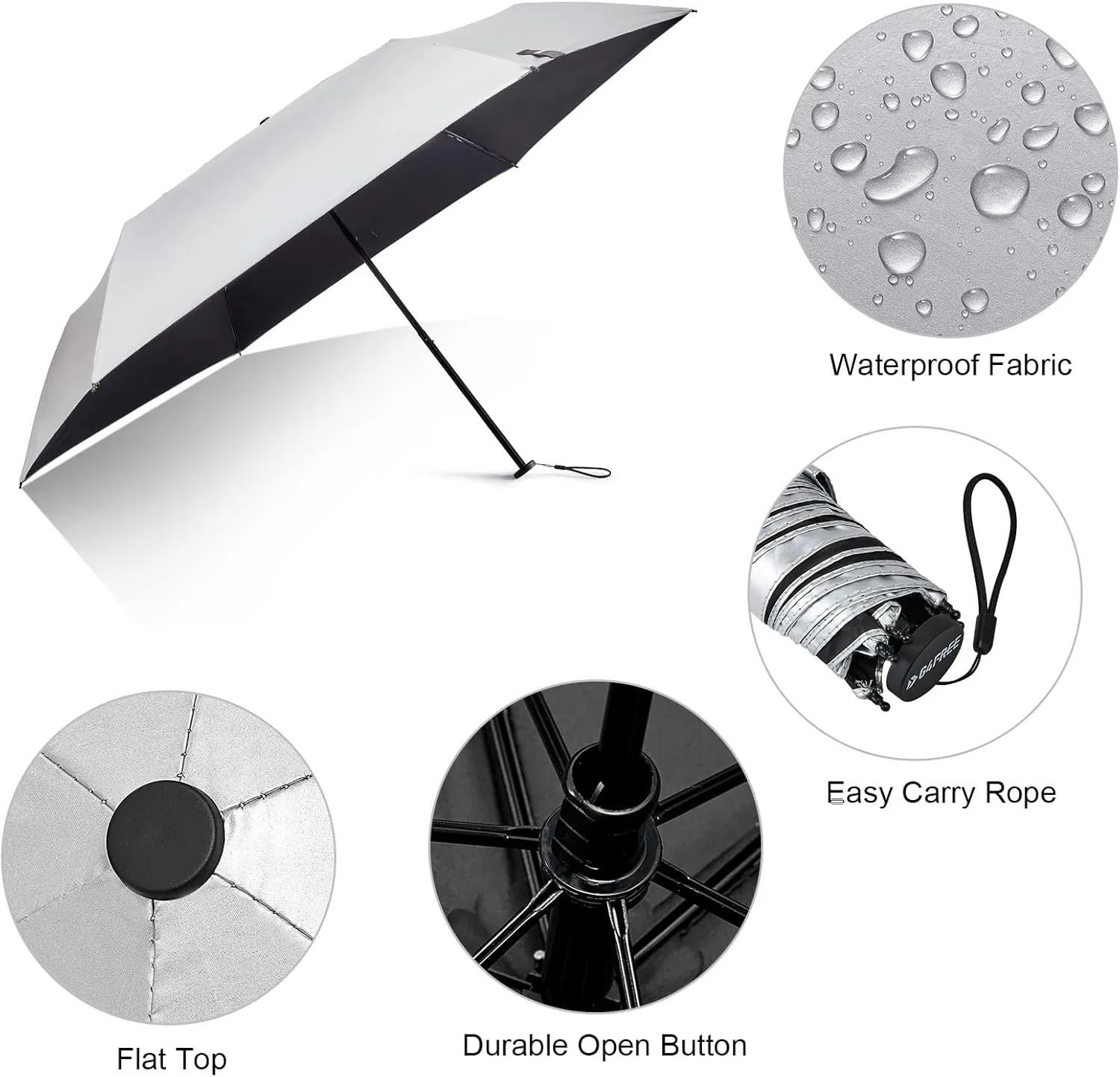 G4Free Travel Umbrella Compact Ultralight UPF 50  UV Carbon Fiber Super Slim Small Mini Protection Umbrella