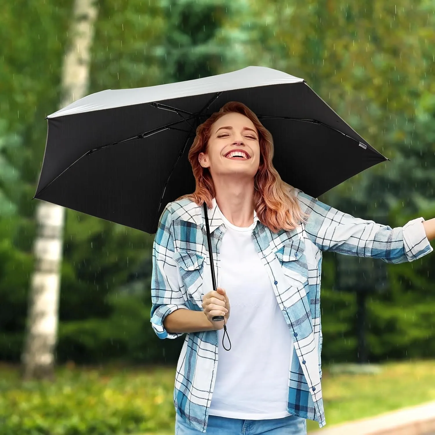 G4Free Travel Umbrella Compact Ultralight UPF 50  UV Carbon Fiber Super Slim Small Mini Protection Umbrella