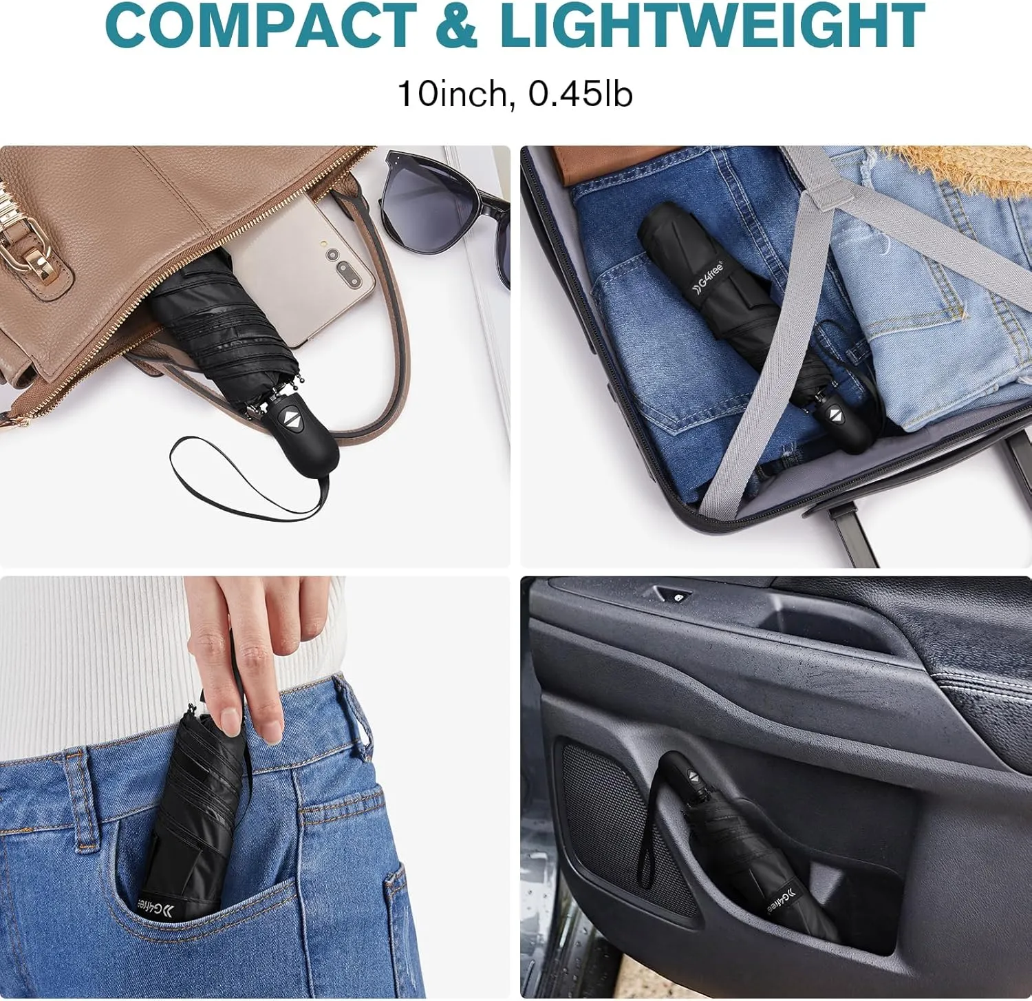 G4Free Travel Umbrella Ultralight UPF 50  UV Protection Compact Umbrella Super Slim Small Mini Automatic Open and Close