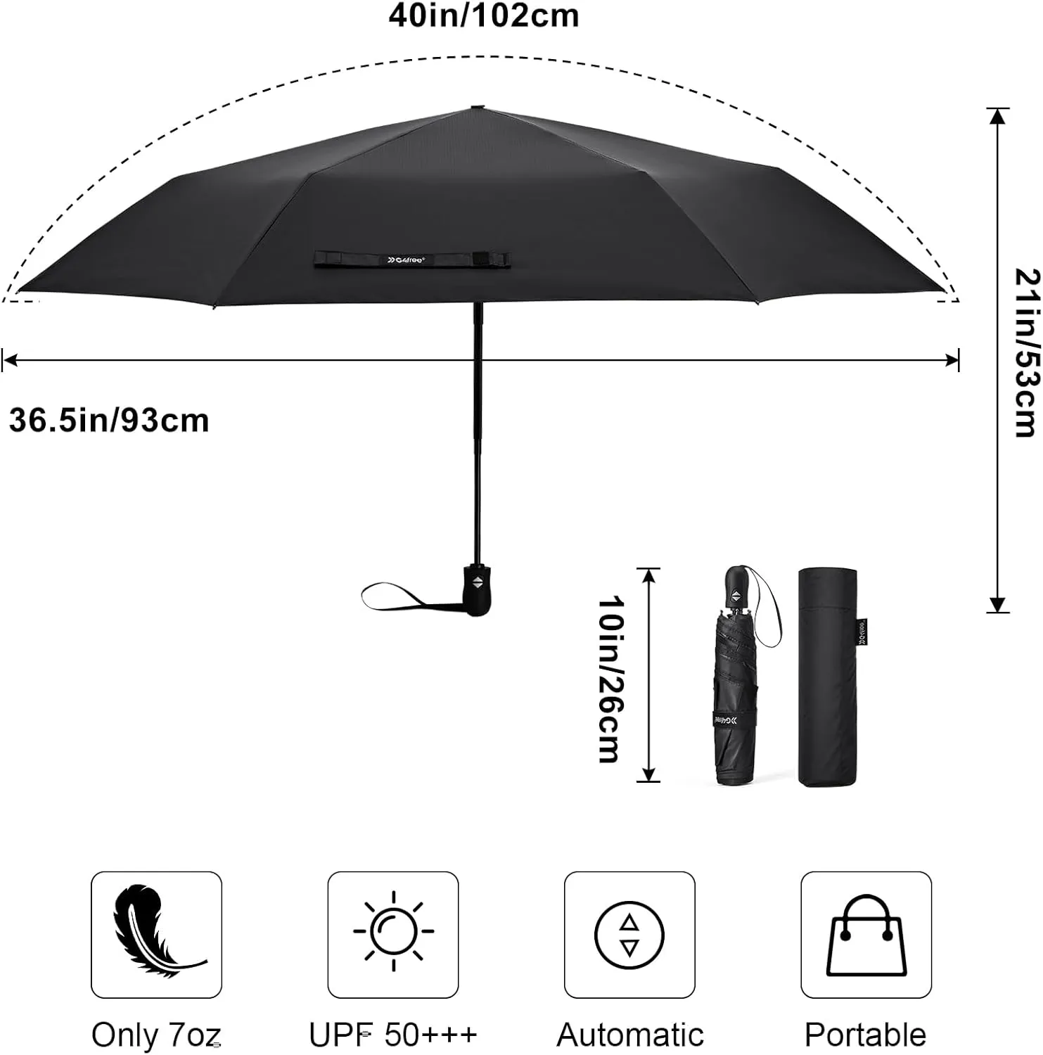 G4Free Travel Umbrella Ultralight UPF 50  UV Protection Compact Umbrella Super Slim Small Mini Automatic Open and Close