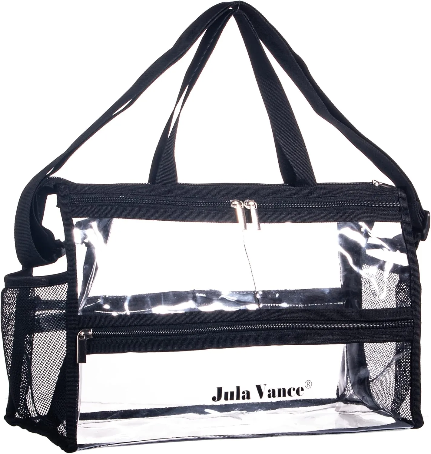 Game Changer Travel Actor Kit Clear Vinyl PVC Cosmetic Makeup MUA Kits Organizer Bag Stadium Approved Clear Tote Gym Work Bag with Adjustable Strap for Home,Work,Concerts, Sports Events