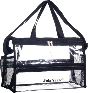 Game Changer Travel Actor Kit Clear Vinyl PVC Cosmetic Makeup MUA Kits Organizer Bag Stadium Approved Clear Tote Gym Work Bag with Adjustable Strap for Home,Work,Concerts, Sports Events